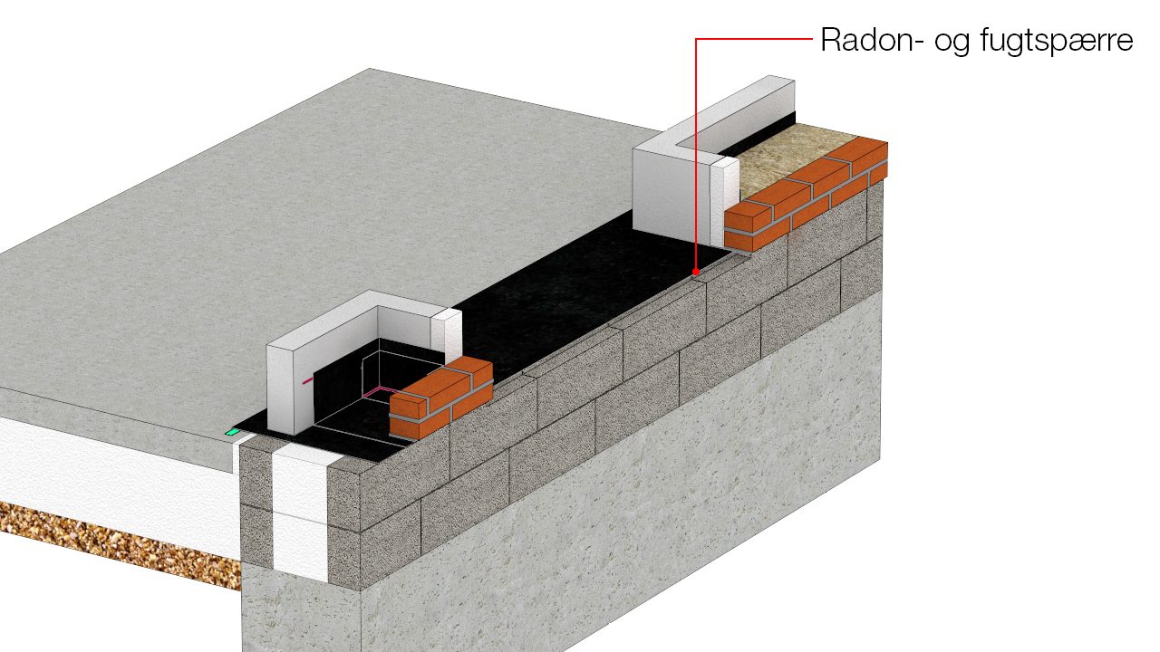 Radon- og fugtspærre skæres ved dørhul