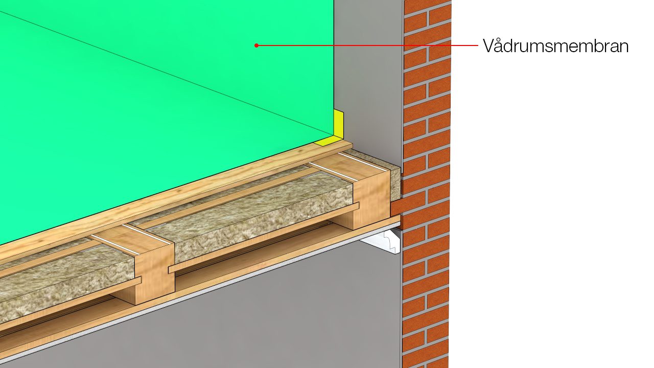 Vådrumsmembran påføres gulv og væg