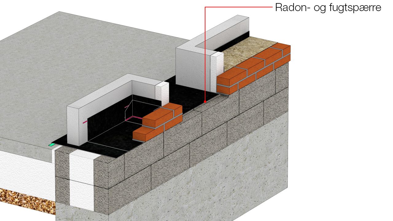 Radon- og fugtspærre skæres ved vindueshul